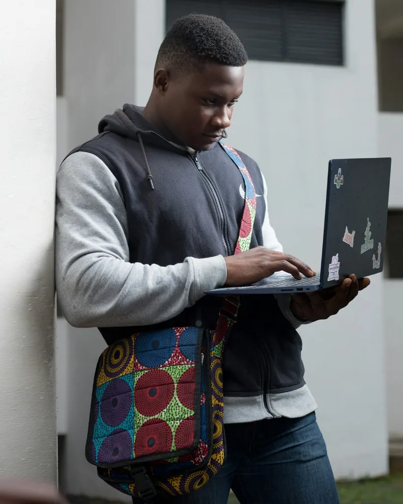 African developer building with a laptop